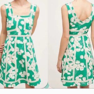 Anthropologie Green Emma Dress by Maeve Size 6